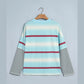 RTS Sky Blue Stripe Casual Striped Patchwork Long Sleeve Loose Pullover Top