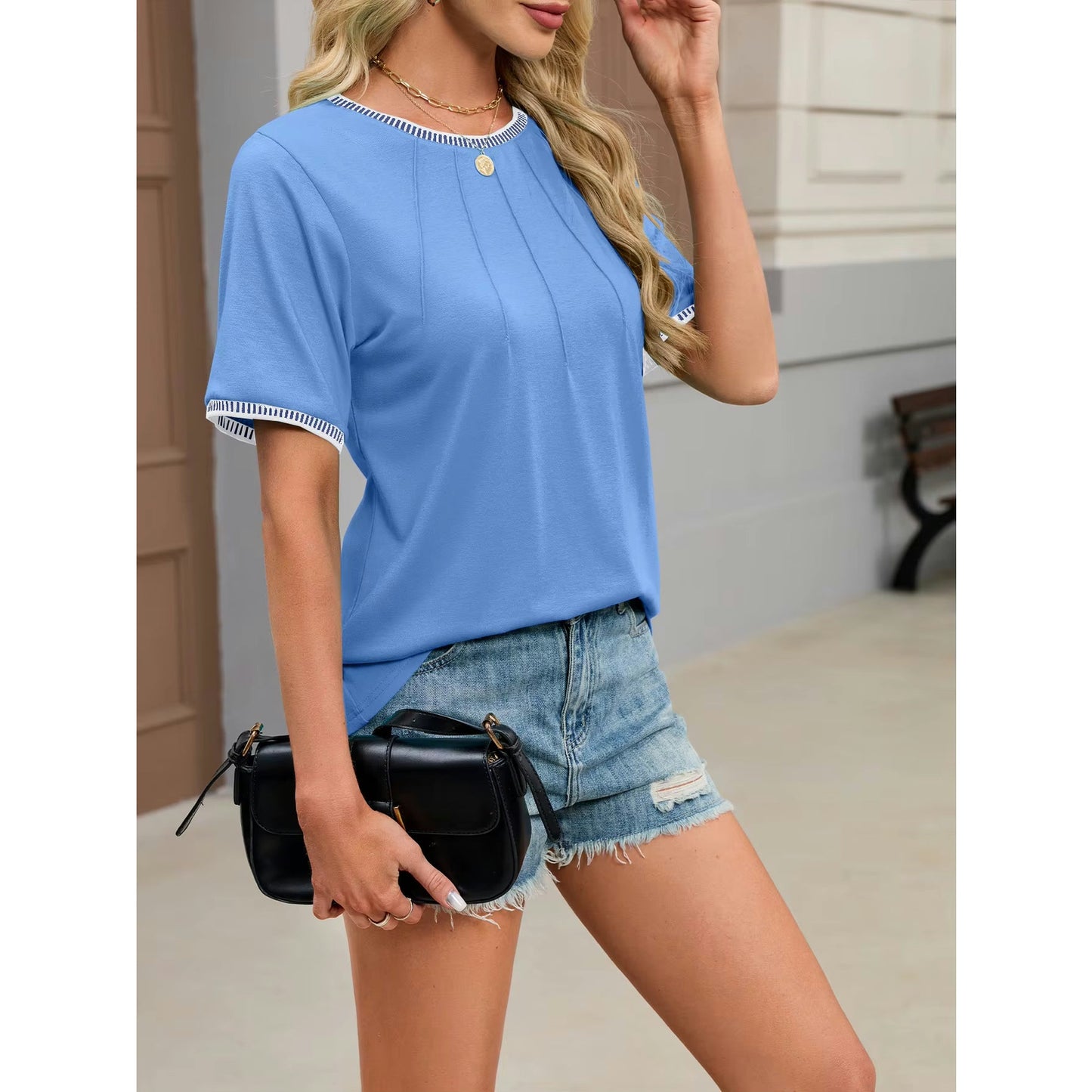 Camri Bluebell Stitch Detail Top