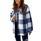 Carmelita Blue Plaid Sherpa Blue Button Up Coat