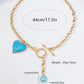 Golden Toggle Necklace with Turquoise Heart & Charm