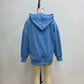 Megara Blue V‑Neck Hoodie With Kangaroo Pocket