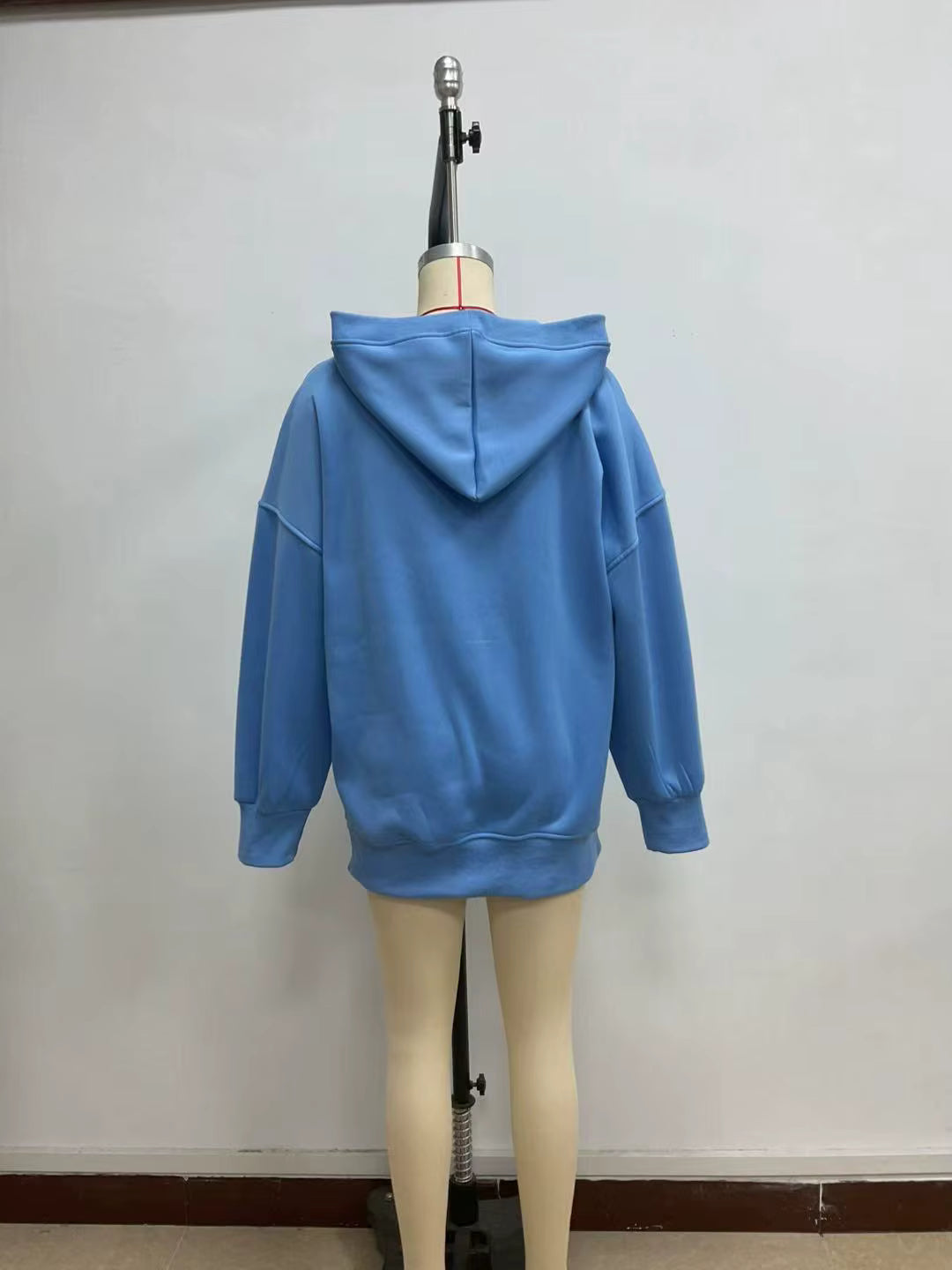 Megara Blue V‑Neck Hoodie With Kangaroo Pocket