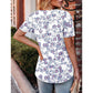 RTS White & Blue Keyhole Pleated Front Top