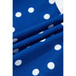 Chey Blue Polka Dot Colorblock Half Zip Puff Sleeve Pullover Sweatshirt