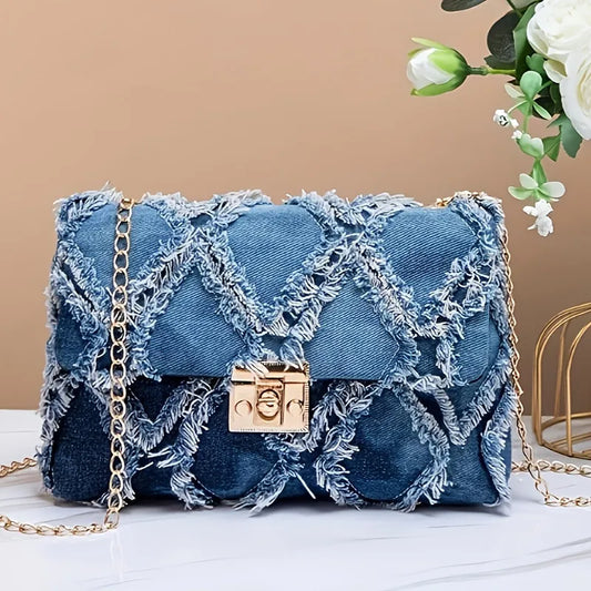 Denim Shoulder Bag Gold Chain - 4 Colors