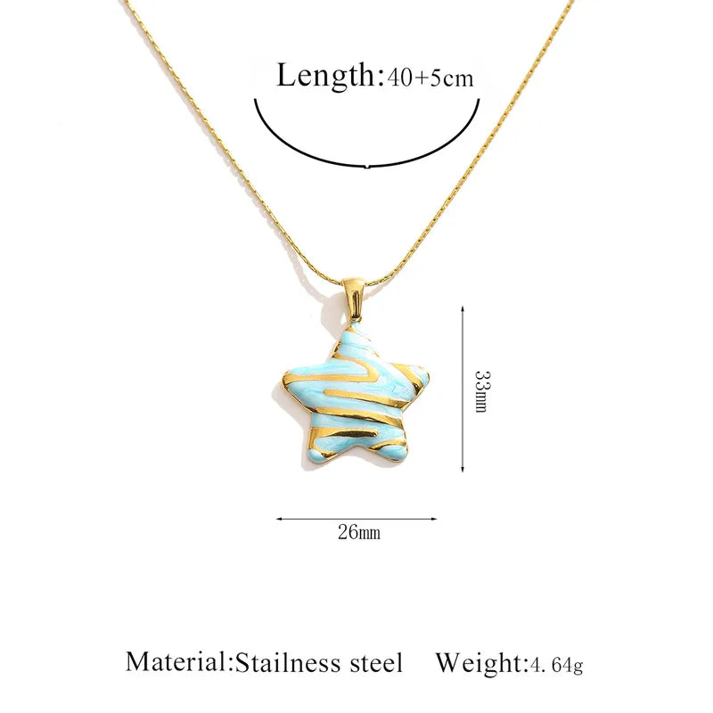 Enamel Star Pendant Necklace - 5 Colors