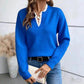 Irene Lace Trim V Neck Sweater - 7 Colors