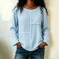 Joyce Textured Blue Panel Blouse