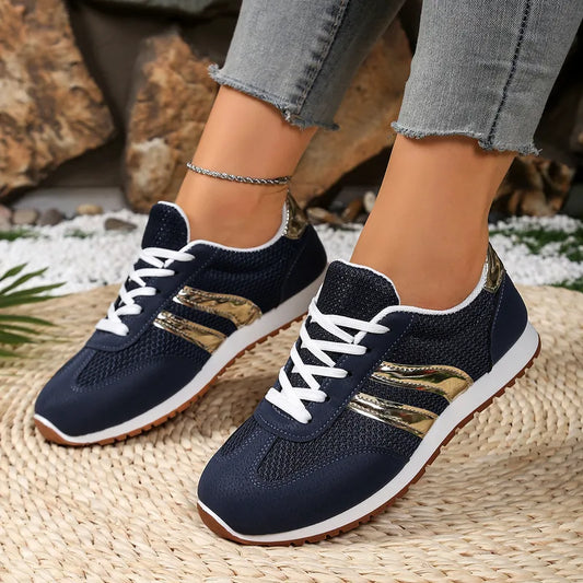 Navy Metallic Accent Sneakers