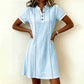 Decima Blue Button‑Front Stripe Detail Dress