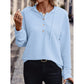 Kacey Blue Drawstring Quarter Button Hoodie