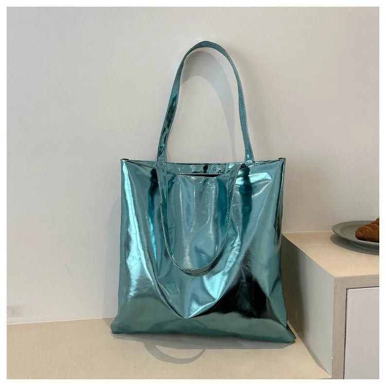 Glossy Metallic Tote - 5 Colors