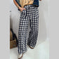 Cadence Blue Gingham Plaid Tie Elastic Waist Shift Pants