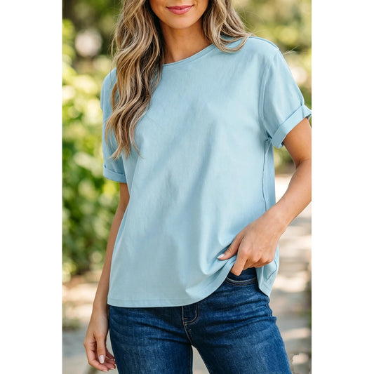 RTS Sky Blue Round Neck Casual T Shirt