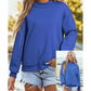 Alessia Dark Blue Oversize Drop Shoulder Reversible Mock Neck Sweatshirt