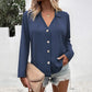 Eleanora Lapel Button Up Long Sleeve Blouse - 6 Colors