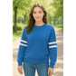 Sky Blue Varsity Striped Detail Drop Shoulder Oversized Sweatshirt