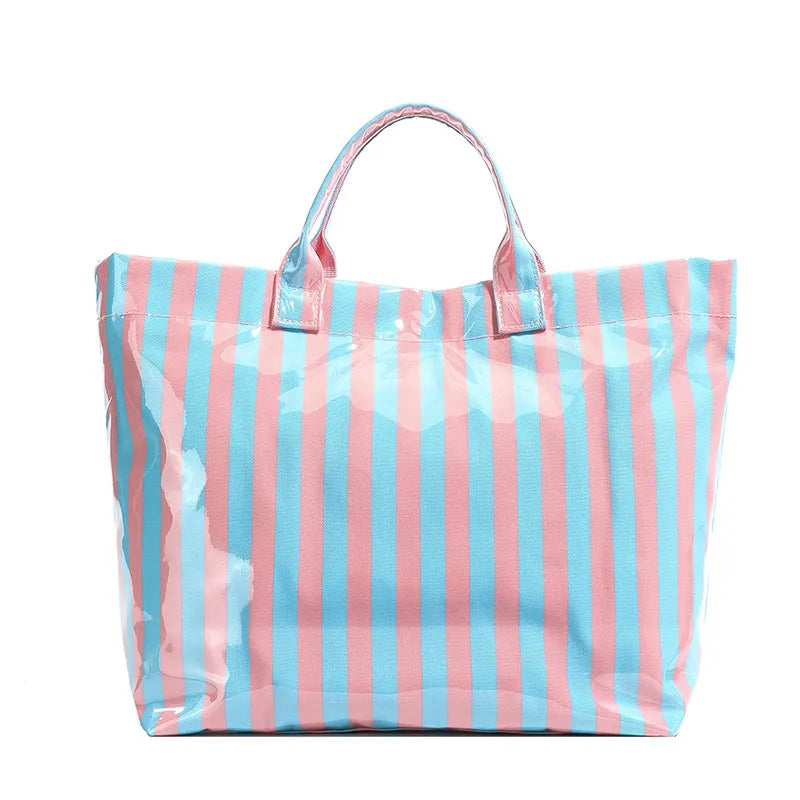 SALE!!!  Abril Glossy Candy-Stripe Shopper - 4 Colors