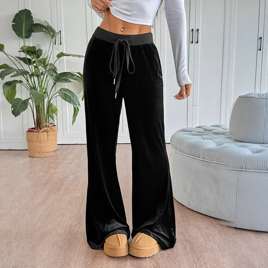 Blythe Black Velvet Flared Pants