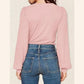 Bobbi Pink V Neck Long Sleeve Top
