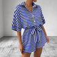 Bonita Blue Nautical Button‑Up Romper