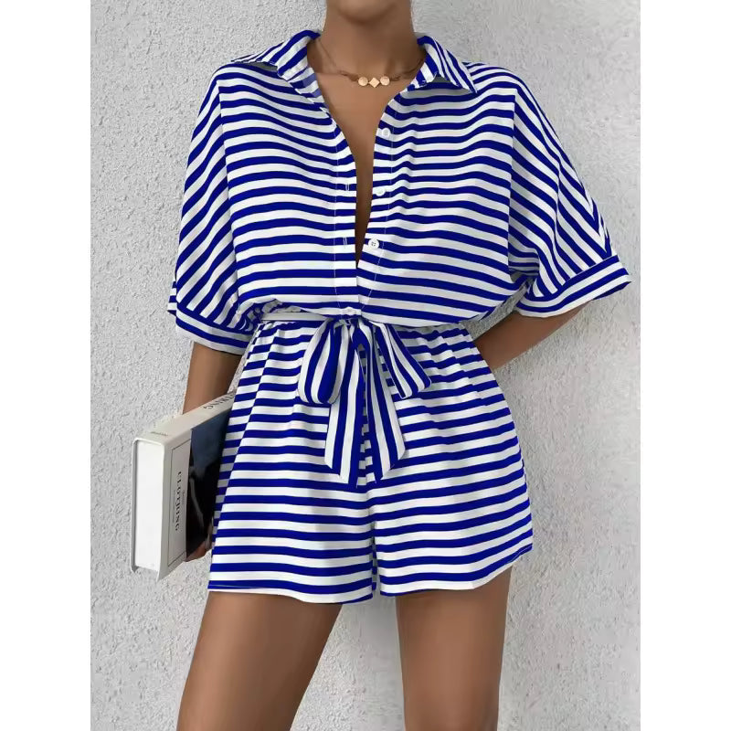 Bonita Blue Nautical Button‑Up Romper