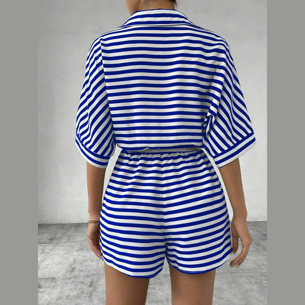 Bonita Blue Nautical Button‑Up Romper
