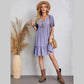 Boski Lilac V Neck Crinkled Ruffle Hem Mini Dress - S to 3X