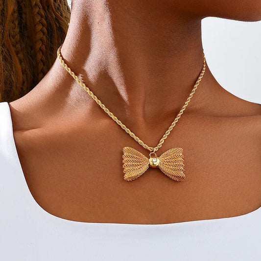 Golden Bow Tie Necklace