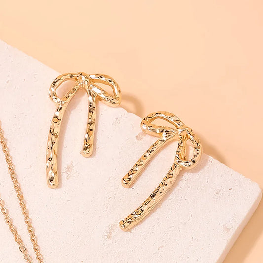 Golden Bow Stud Earrings