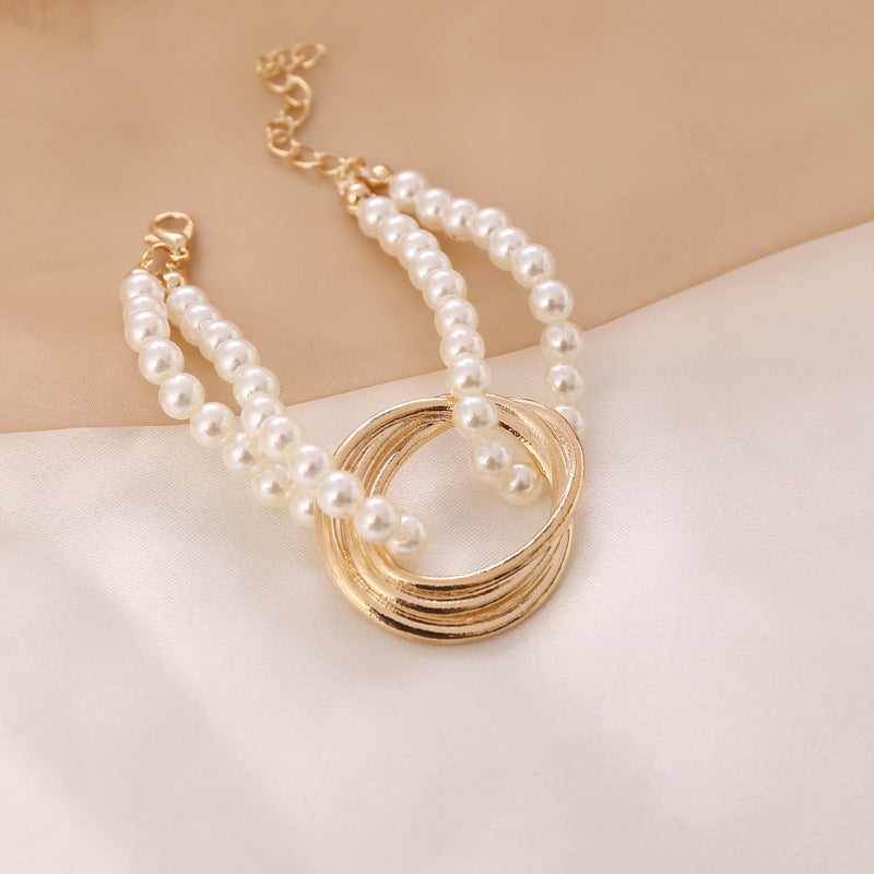 Double Strand Faux Pearl Bracelet