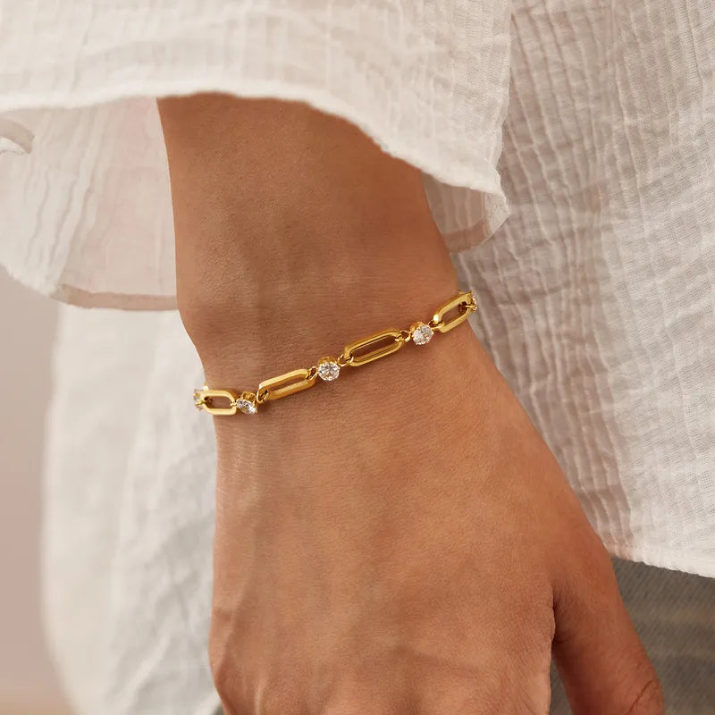 Golden Chainlink Cubic Zircon Bracelet