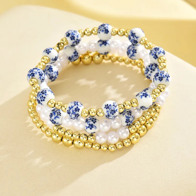 Blue/White Bead Bracelet Set