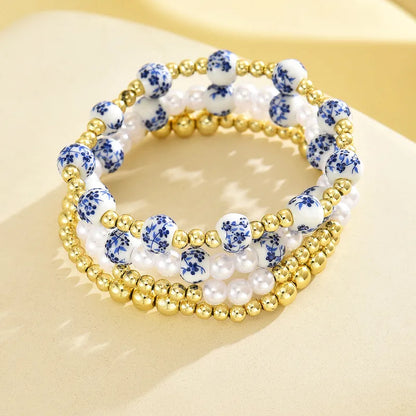 Blue/White Bead Bracelet Set
