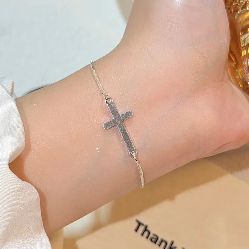 Silver Cross Lariat Bracelets