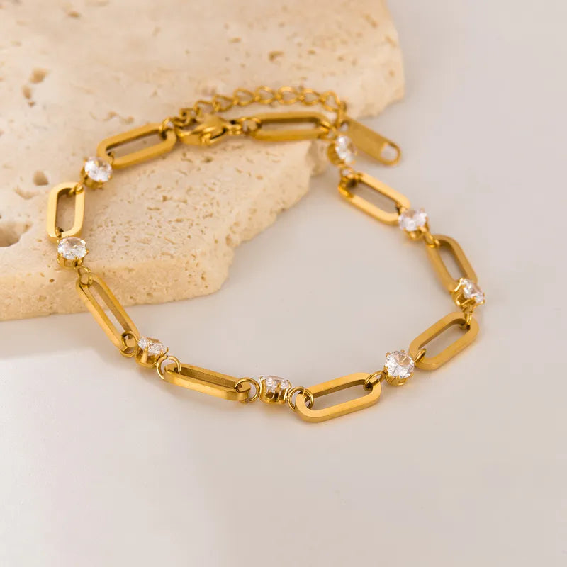Golden Chainlink Cubic Zircon Bracelet