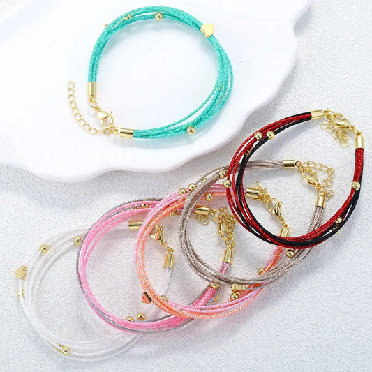 Golden Heart Multi-Strand Bracelet - 6 Colors