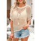 Brecklyn Apricot Fishnet Knit Ribbed Round Neck Sweater