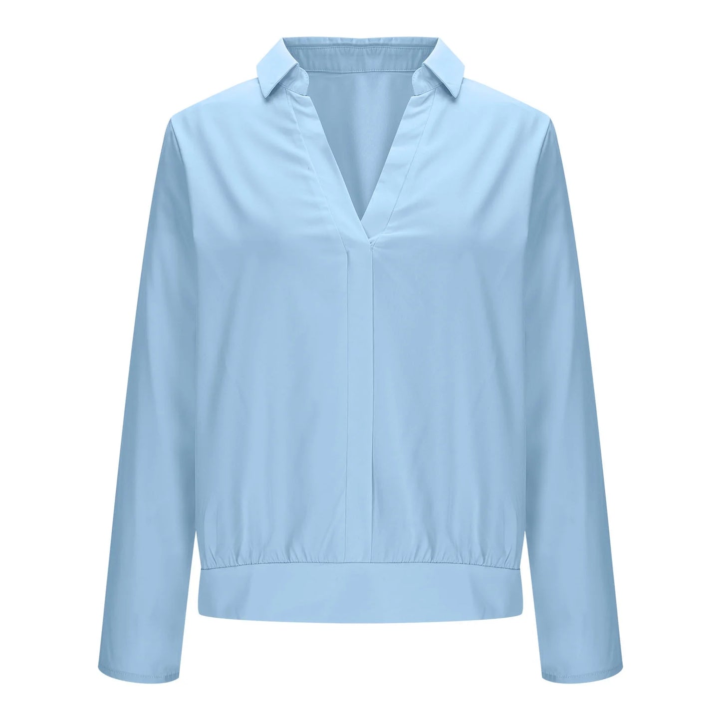Brecklyn Light Blue Popover Blouse
