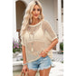 Brecklyn Apricot Fishnet Knit Ribbed Round Neck Sweater