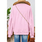 RTS Brecklyn Light Pink Embroidered Bow Lantern Sleeve Oversized Pullover Sweatshirt
