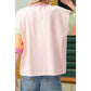 Bree Pink Color Block Stitching Sleeve Round Neck Oversize Top