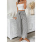 Brexli Black Stripe Tied High Waist Loose Straight Casual Pants