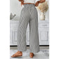 Brexli Black Stripe Tied High Waist Loose Straight Casual Pants
