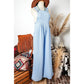 Brinley Beau Blue Checkered Pocketed High Waist Wide Leg Overall