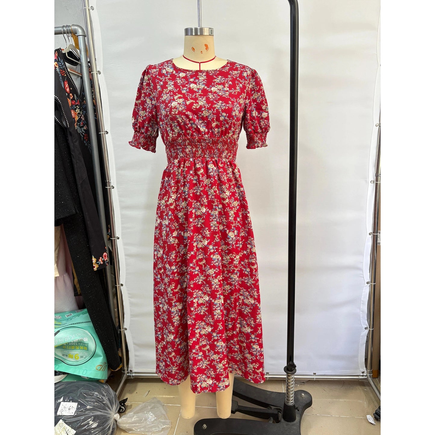 Brinley Red Floral Smocked Dress