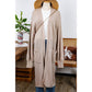 Brittyn Beige Side Pockets Open Front Long Knitted Cardigan