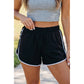 Britt Black Contrast Trim Pleated Casual Active Shorts