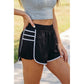 Britt Black Contrast Trim Pleated Casual Active Shorts