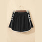Britt Black Contrast Trim Pleated Casual Active Shorts